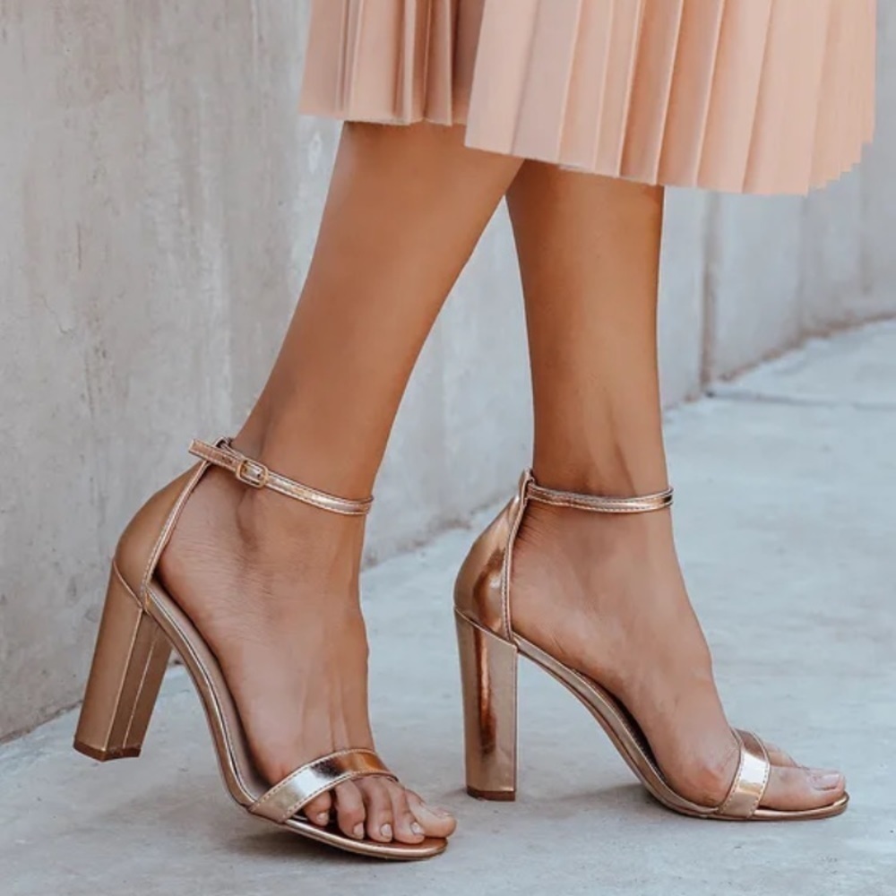 Lulus Rose Gold Taylor‎ Ankle Strap Heels- size 7.5